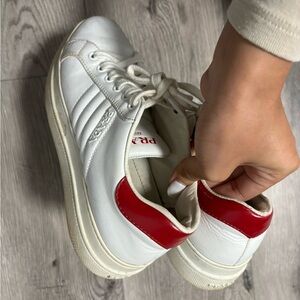 Prada white and red sneakers